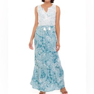 Wonderly Sleeveless Tiered Peasant Maxi Dress Small